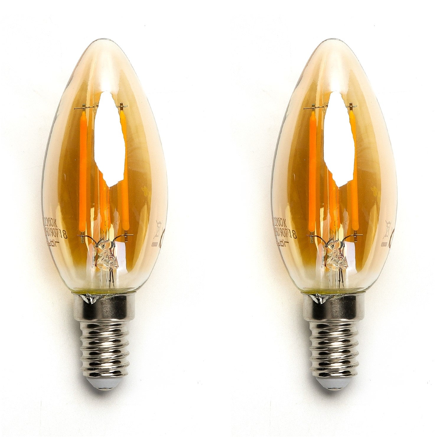 Kaarslamp E14 2 stuks | 4W=40W warmwit | 2200K - amber glas - LEDPLANET.NL