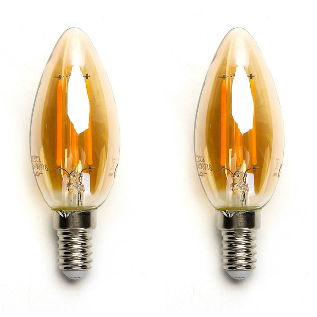 Kaarslamp E14 2 stuks | 4W=40W warmwit | 2200K - amber glas - LEDPLANET.NL