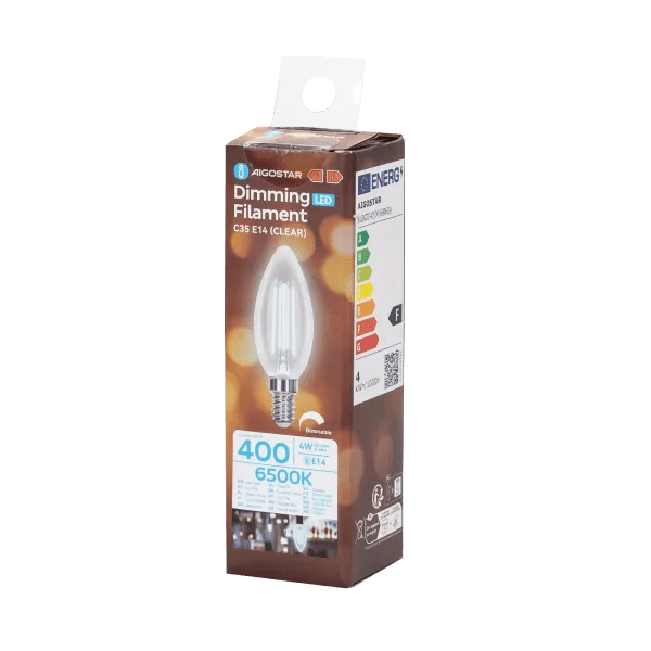 Kaarslamp E14 dimbaar daglichtwit | C35 LED 4W~400Lm=38W halogeen verlichting | helder glas - 6500K - LEDPLANET.NL