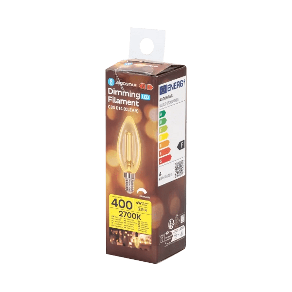 Kaarslamp E14 dimbaar warmwit | C35 LED 4W~400Lm=38W halogeen verlichting | helder glas - 2700K - LEDPLANET.NL