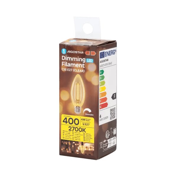 Kaarslamp E27 dimbaar warmwit | C35 LED 4W~400Lm=38W halogeen verlichting | helder glas - 2700K - LEDPLANET.NL