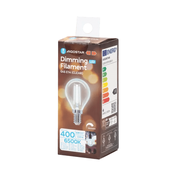 Kogellamp E14 dimbaar daglichtwit | G45 LED 4W~400Lm=38W halogeen verlichting | helder glas - 6500K - LEDPLANET.NL