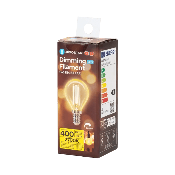 Kogellamp E14 dimbaar warmwit | G45 LED 4W~400Lm=38W halogeen verlichting | helder glas - 2700K - LEDPLANET.NL