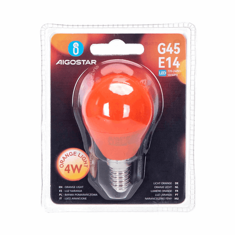 Kogellamp E14 oranje | kleine fitting LED lamp 4W=30W gloeilamp | 230V - LEDPLANET.NL