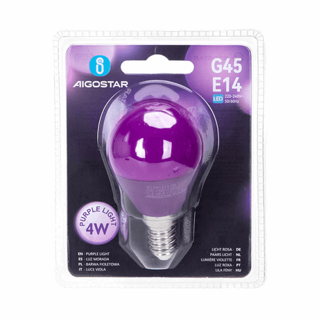 Kogellamp E14 paars | kleine fitting LED lamp 4W=30W gloeilamp | 230V - LEDPLANET.NL