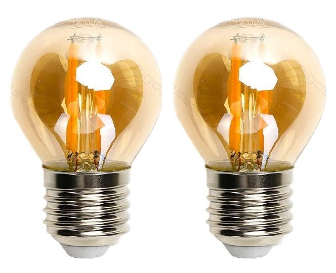 Kogellamp E27 2 stuks | 6W=50W warmwit | 2200K - amber glas - LEDPLANET.NL