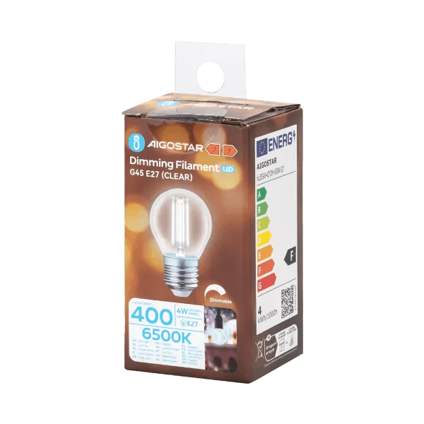 Kogellamp E27 dimbaar daglichtwit | G45 LED 4W~400Lm=38W halogeen verlichting | helder glas - 6500K - LEDPLANET.NL