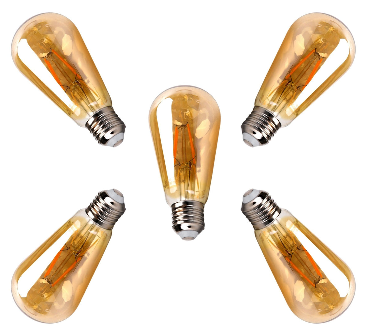 Kooldraadlamp 5 stuks E27 - ST64 amber - LED 4W~38W traditionele verlichting - 2200K warmwit - LEDPLANET.NL