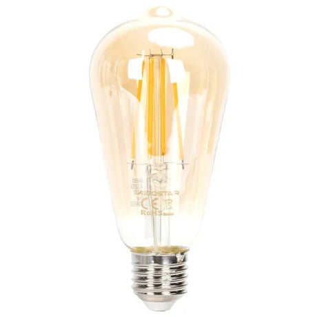 Kooldraadlamp E27 dimbaar flame warmwit | ST64 LED 6W~600Lm=51W halogeen verlichting | amber glas - 2200K - LEDPLANET.NL