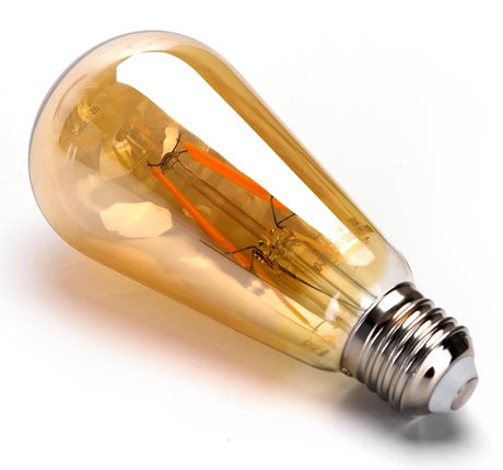 Kooldraadlamp E27 Edison ST64 - amber glas | LED 4W=38W gloeilamp | FLAME filament 2200K - LEDPLANET.NL