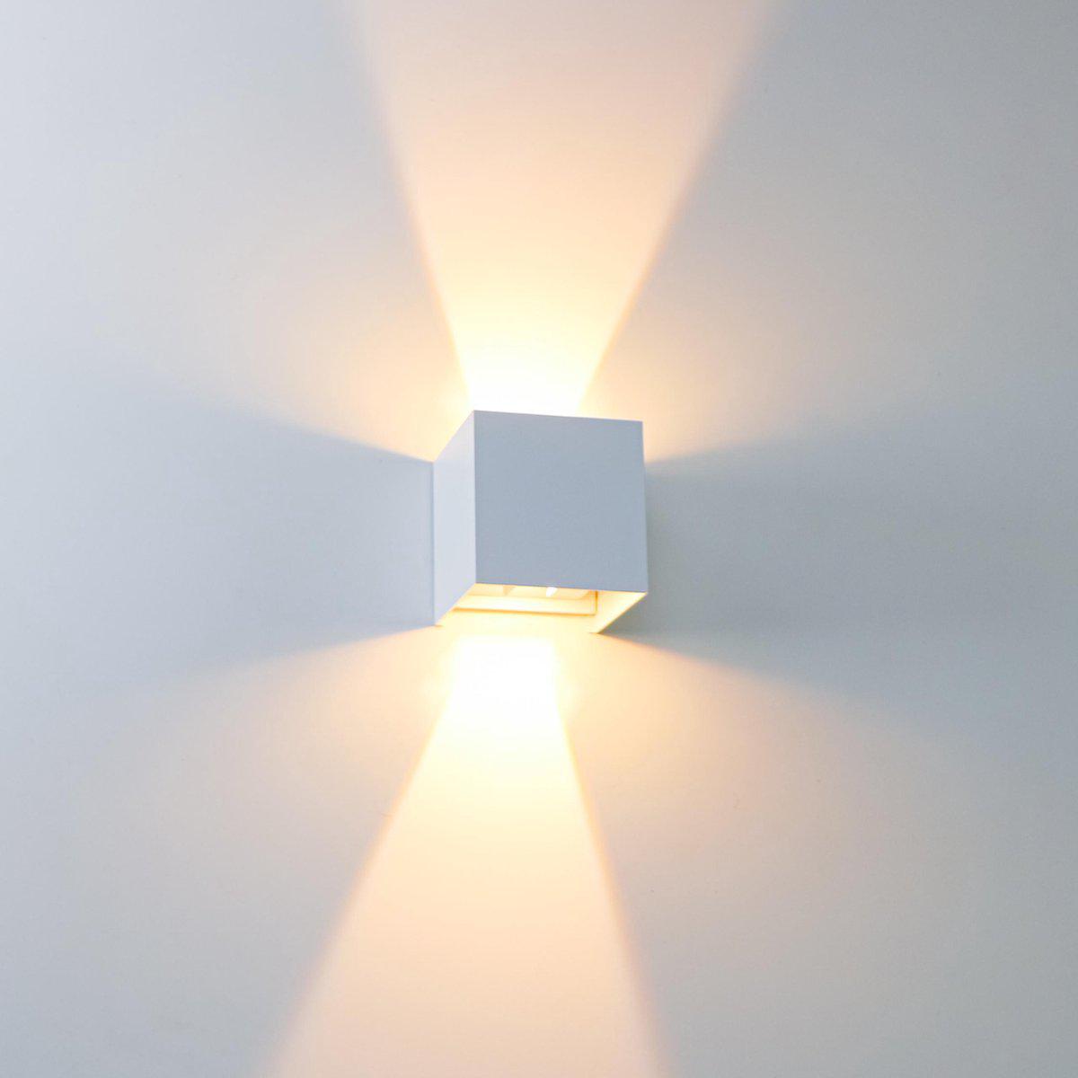 LED's Light Kubus LED Wandleuchte für den Außenbereich - Up & Down Licht - IP65 - Weiß