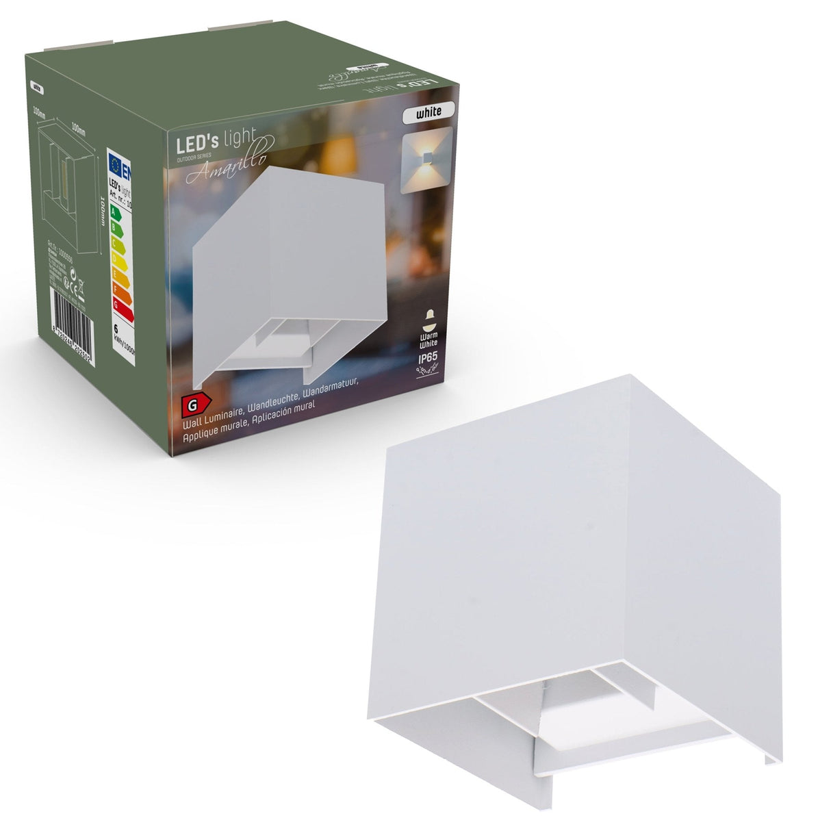 LED's Light Kubus LED Wandleuchte für den Außenbereich - Up & Down Licht - IP65 - Weiß
