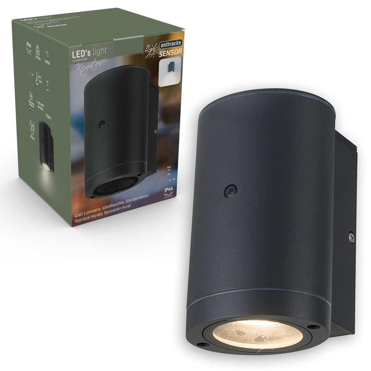 LED's Light LED Outdoor Lamp with Sensor - IP44 Waterproof - GU10 Fitting - Model Bari - Anthracite