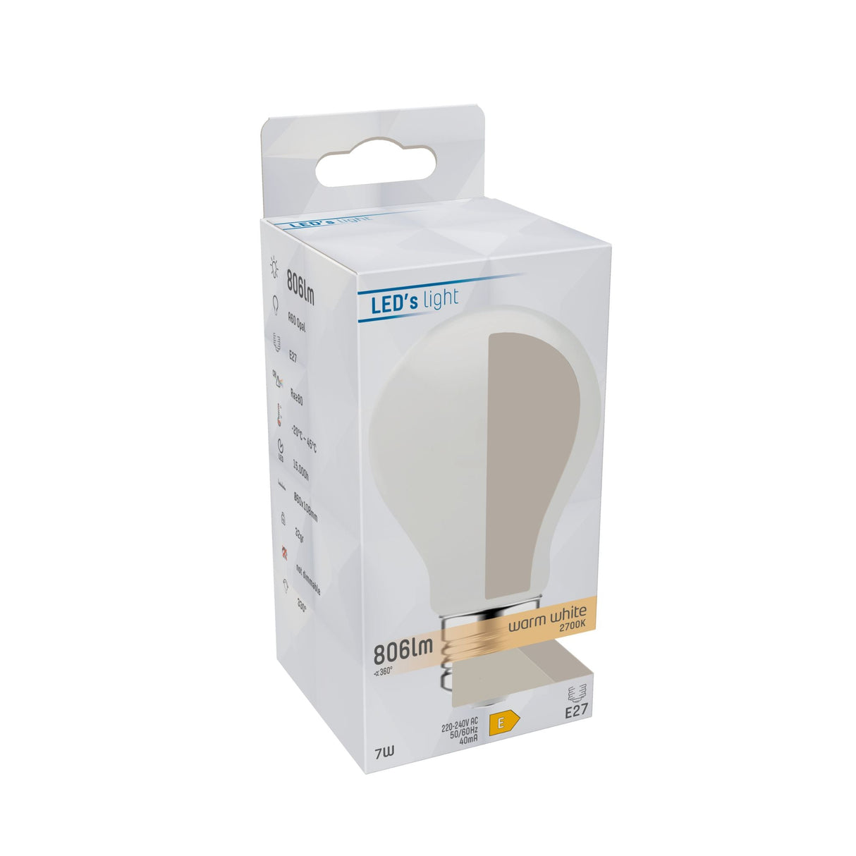 LED Filament Bulb E27 - Frosted Glass - Warm White - 7W replaces 60W