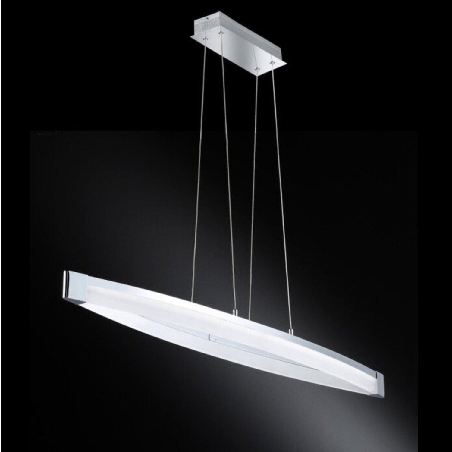LED Pendelleuchte V linear - Dimmbares warmweißes Licht - Höhenverstellbar - Silber