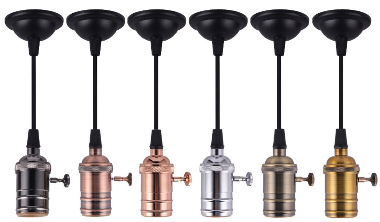 LED hanglamp vintage | pendel lamphouder E27 | industrieel draaiknop | antiek roodbrons 120cm - LEDPLANET.NL