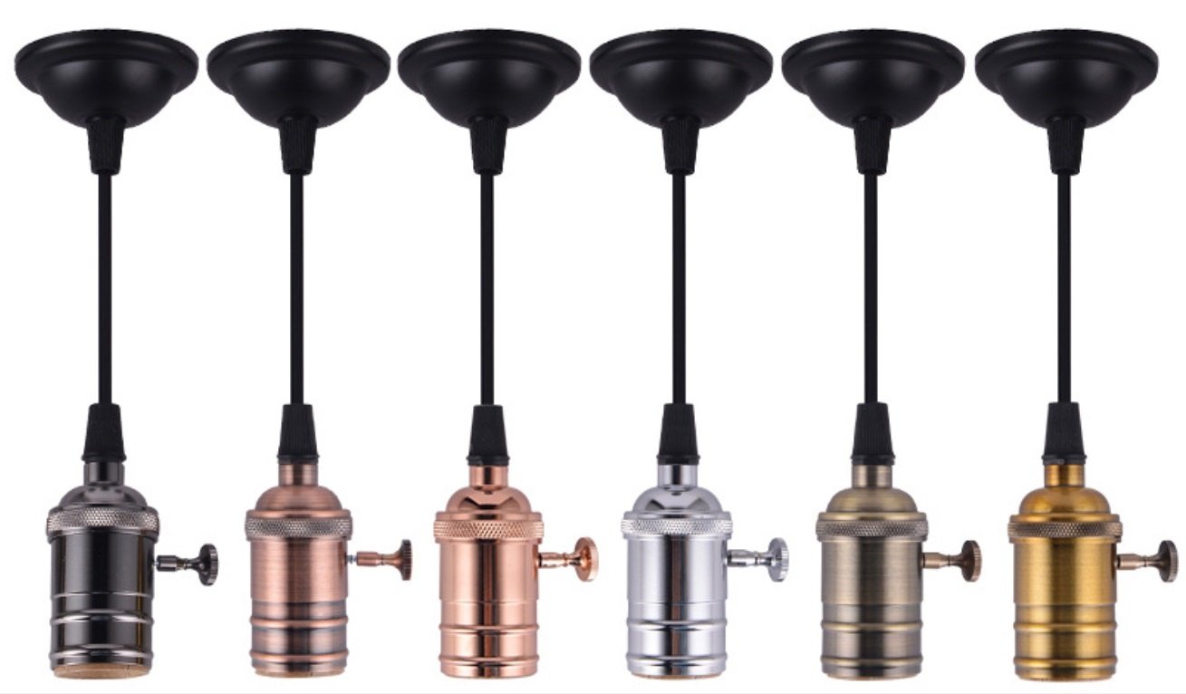 LED hanglamp vintage | pendel lamphouder E27 | industrieel draaiknop | antiek roodbrons 120cm - LEDPLANET.NL