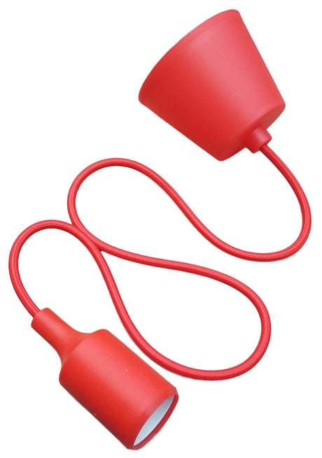 LED lamp DIY | pendel hanglamp - strijkijzer snoer | E27 siliconen fitting | rood - LEDPLANET.NL