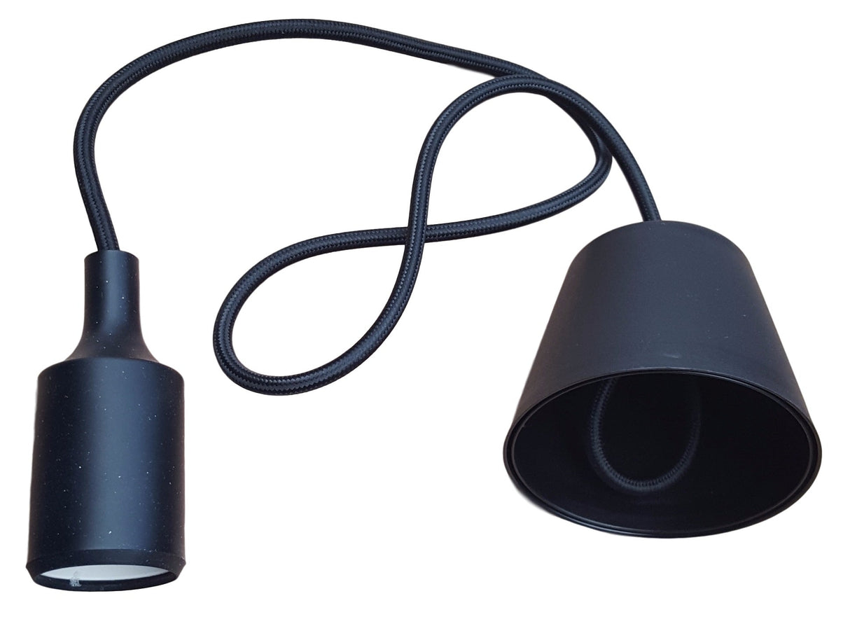 LED lamp DIY | pendel hanglamp - strijkijzer snoer | E27 siliconen fitting | zwart - LEDPLANET.NL