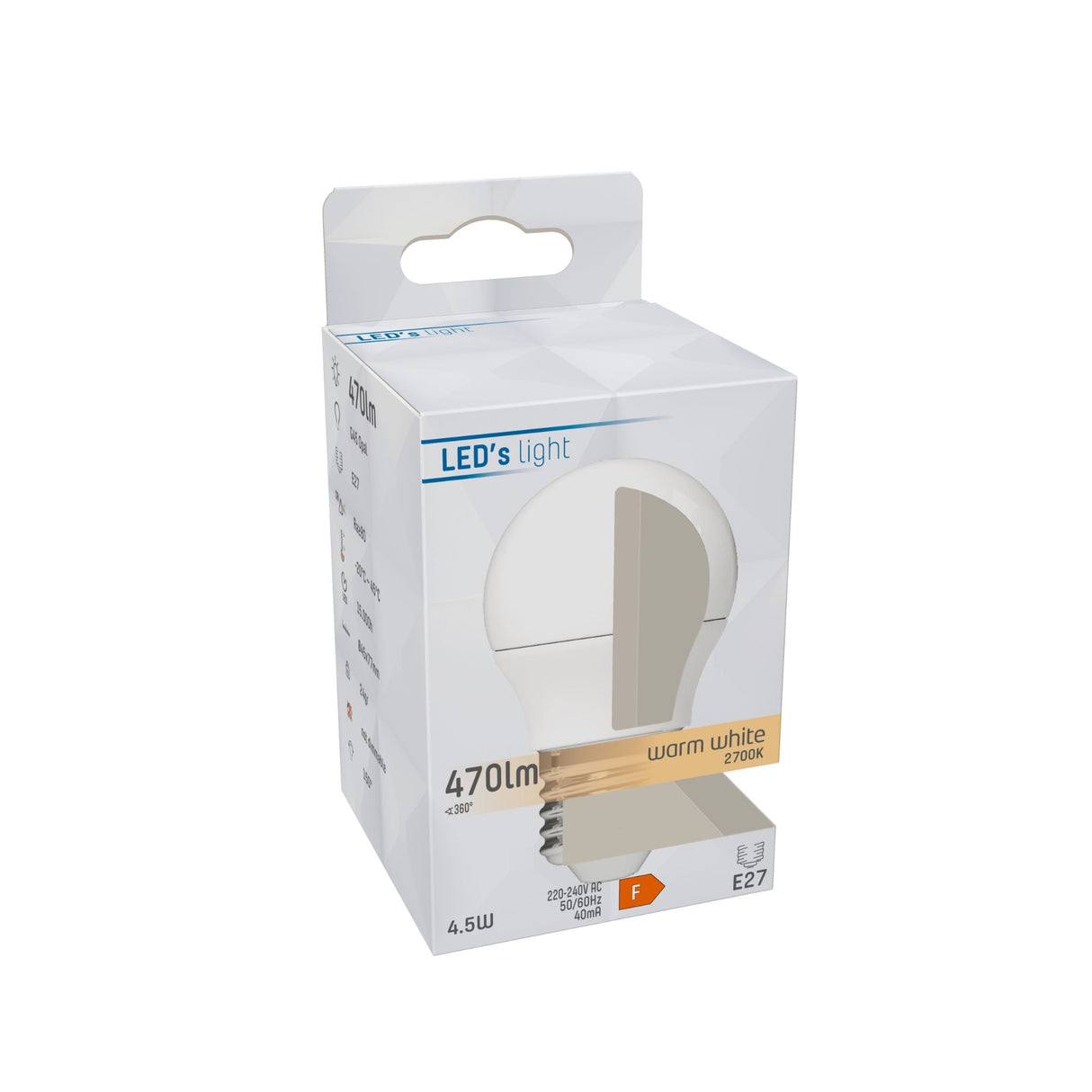 LED Globe Bulb 470 lumens - 4.5W - 2700K - E27 - Opal