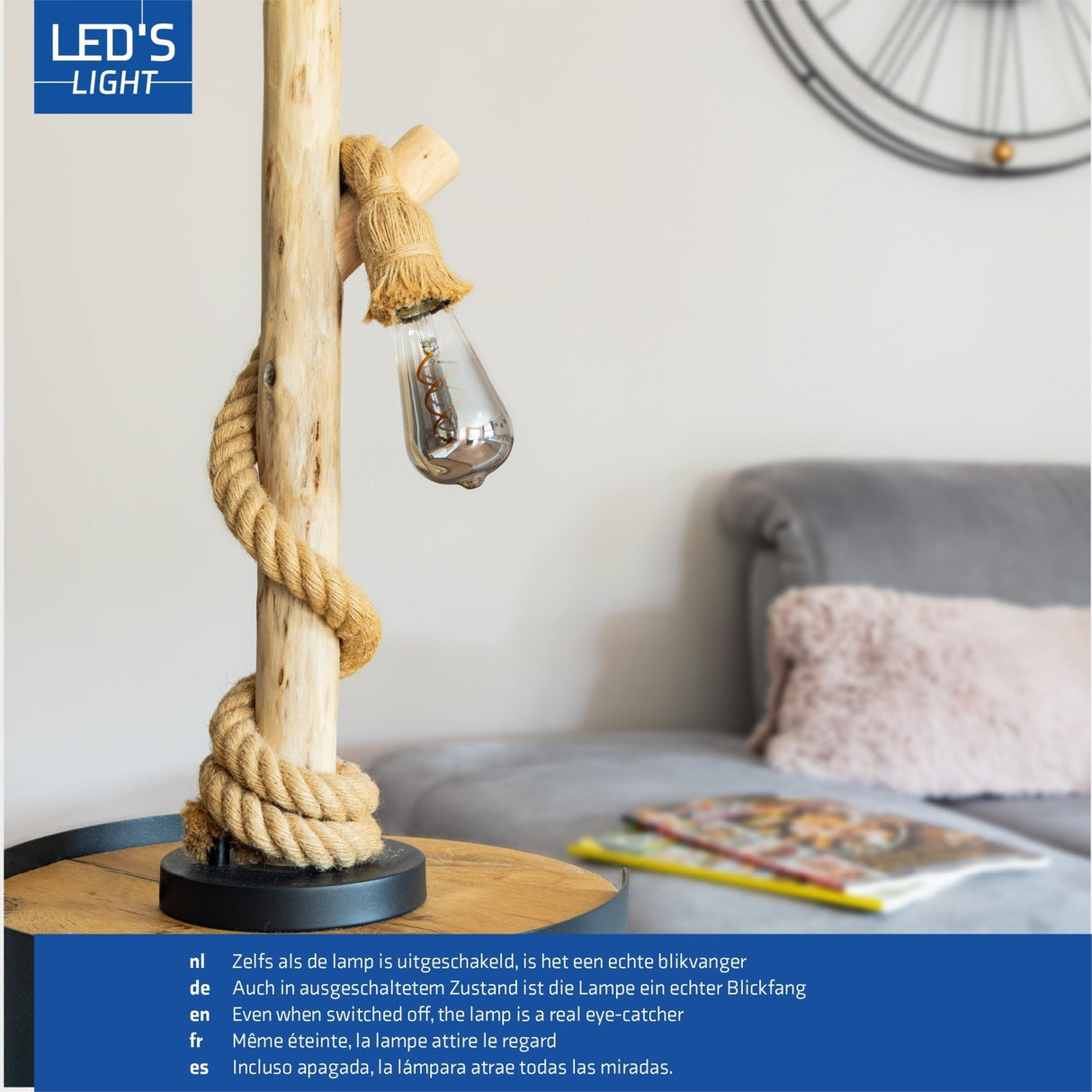 LED-Lampe, rauchfarben, E27 – Nostalgischer Retro-Look – Dimmbares, warmweißes Licht – Edison ST64