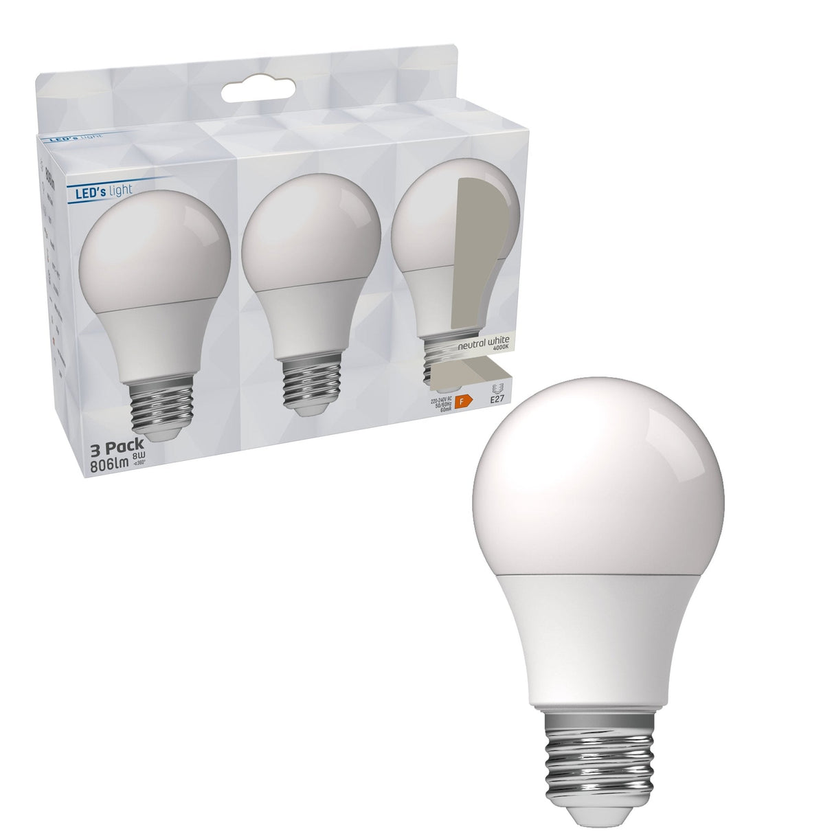 LED-Lampen E27 – 806 lm – Kaltweißes Licht – 3 Lampen