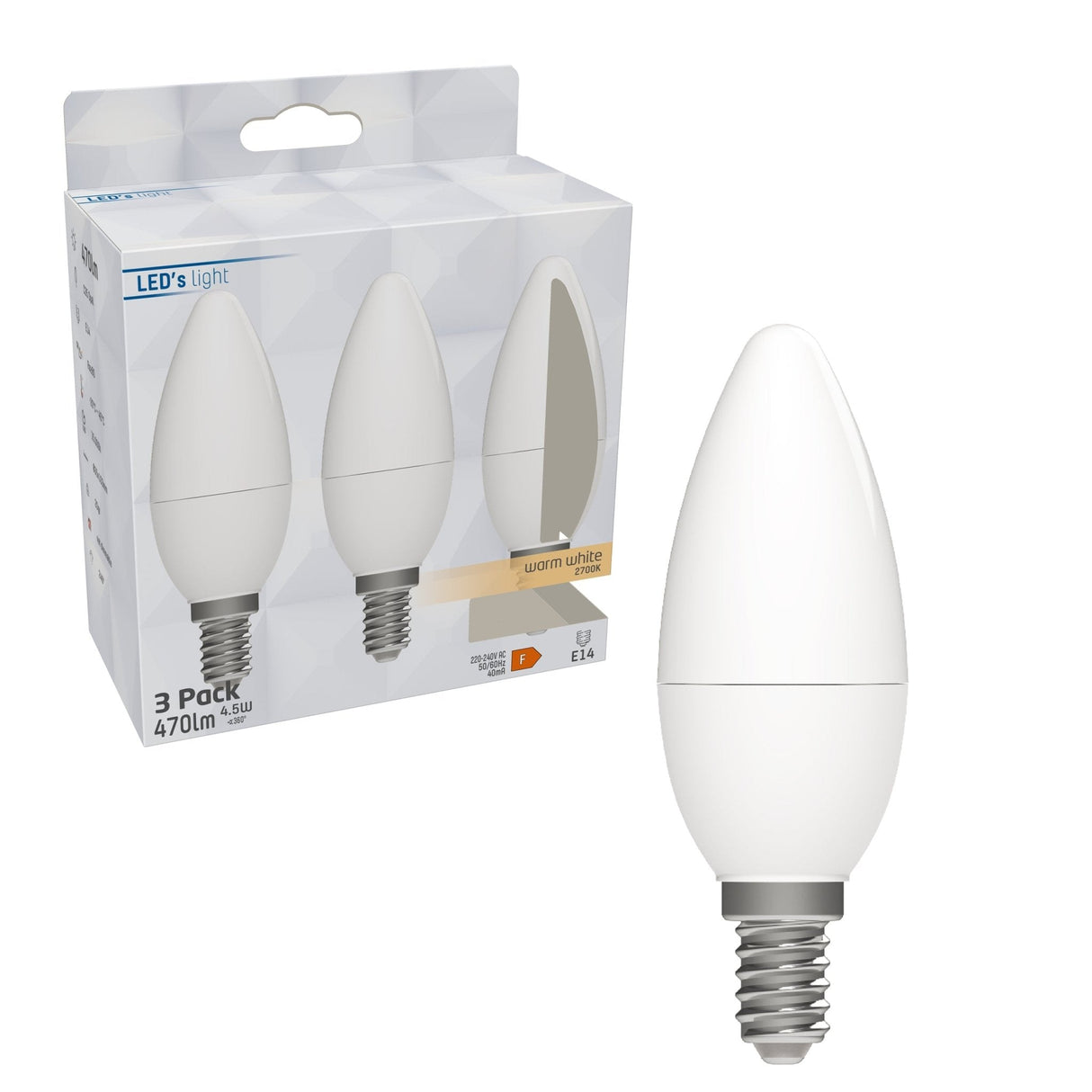 LED-Lampen mit kleiner E14-Fassung – Warmweißes Licht – 8 W/60 W – 3er-Pack