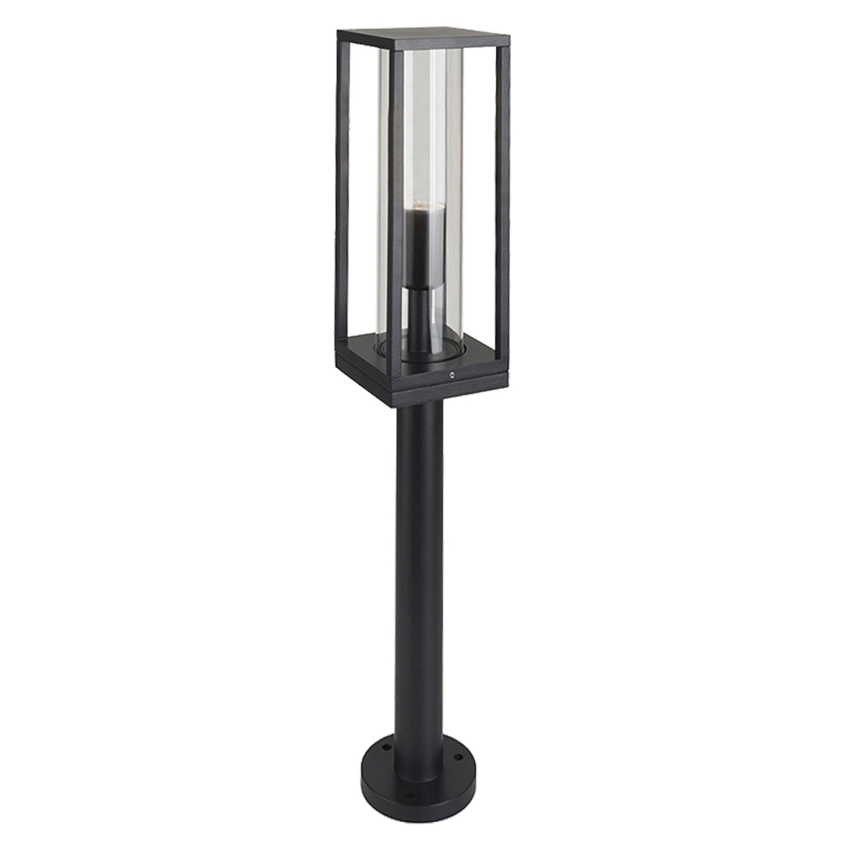 LED's Light LED Lantern Post Garden Lamp with Glass Panes - E27 Fitting - IP44 - 80 cm - Black