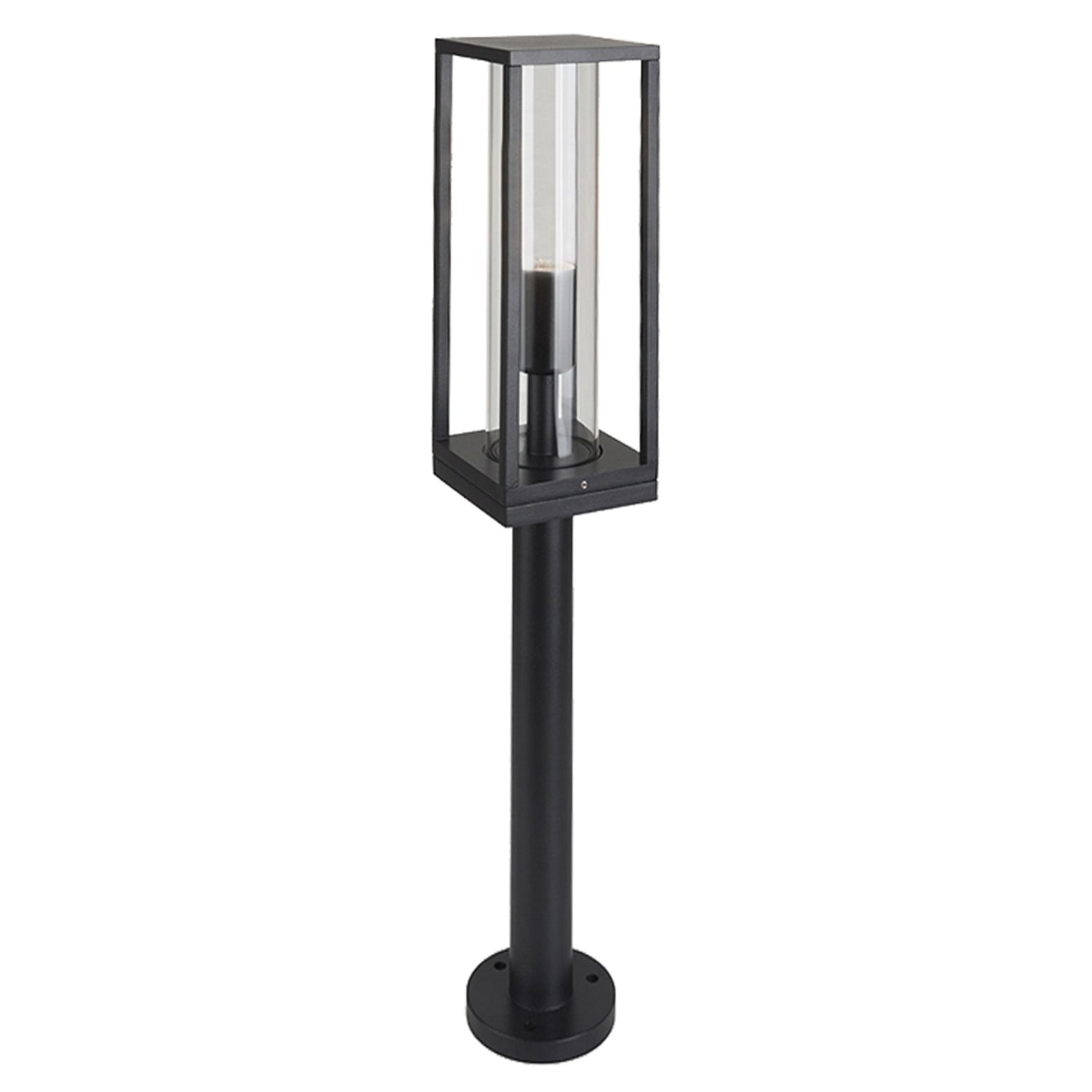 LED's Light LED Lantern Post Garden Lamp with Glass Panes - E27 Fitting - IP44 - 80 cm - Black