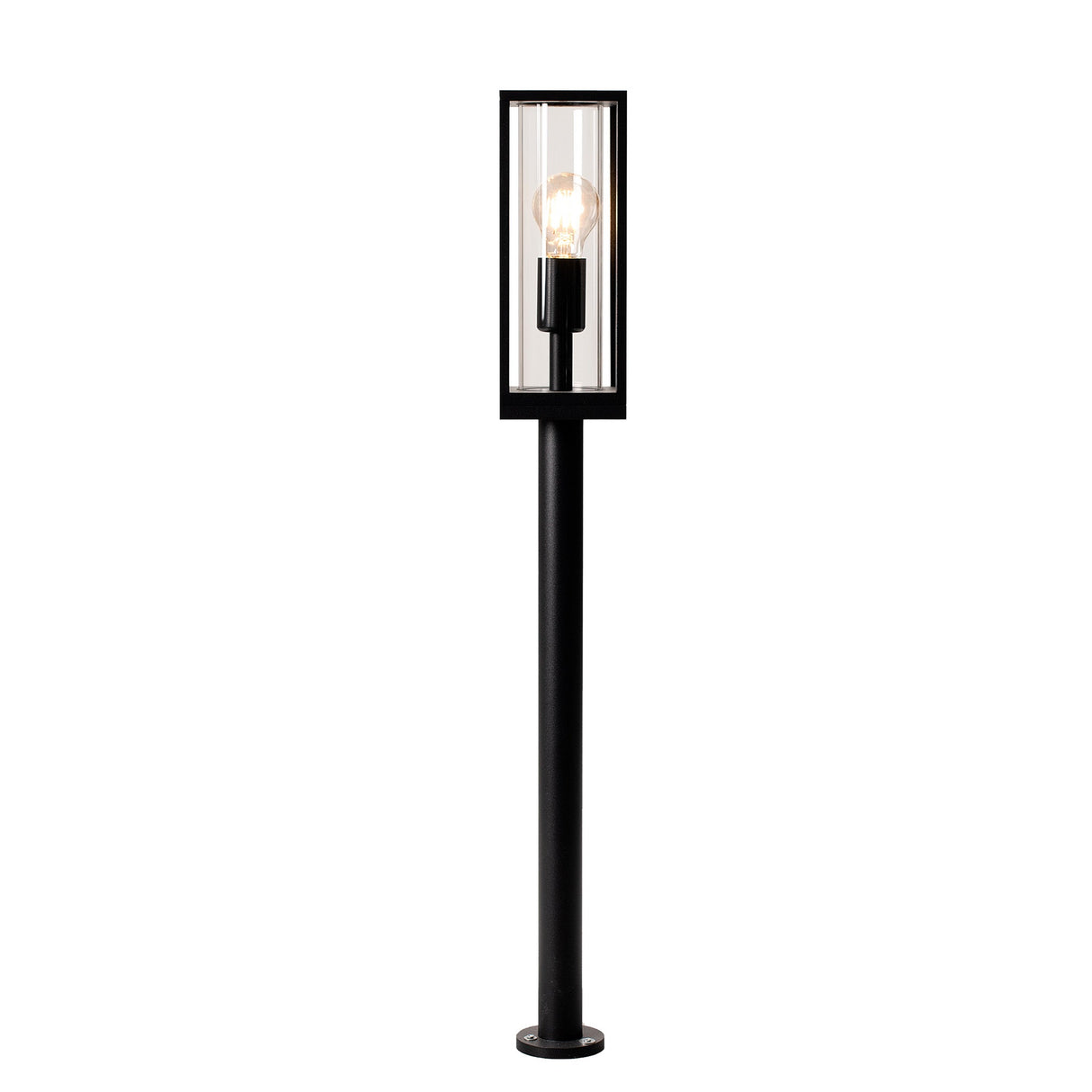 LED's Light LED Lantern Post Garden Lamp with Glass Panes - E27 Fitting - IP44 - 80 cm - Black