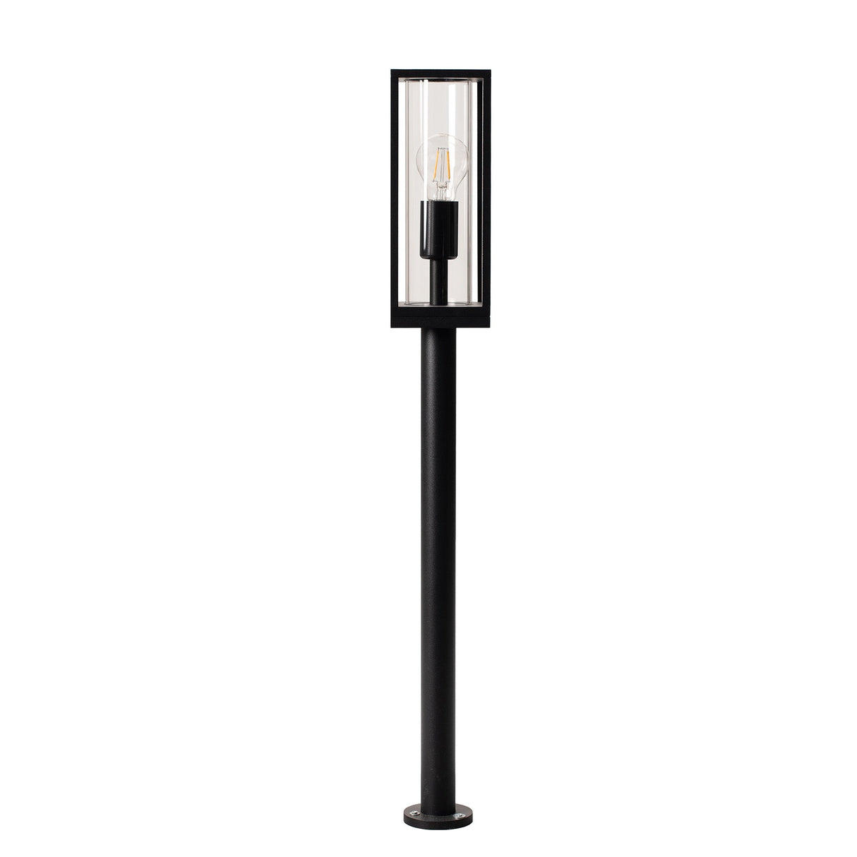 LED's Light LED Lantern Post Garden Lamp with Glass Panes - E27 Fitting - IP44 - 80 cm - Black