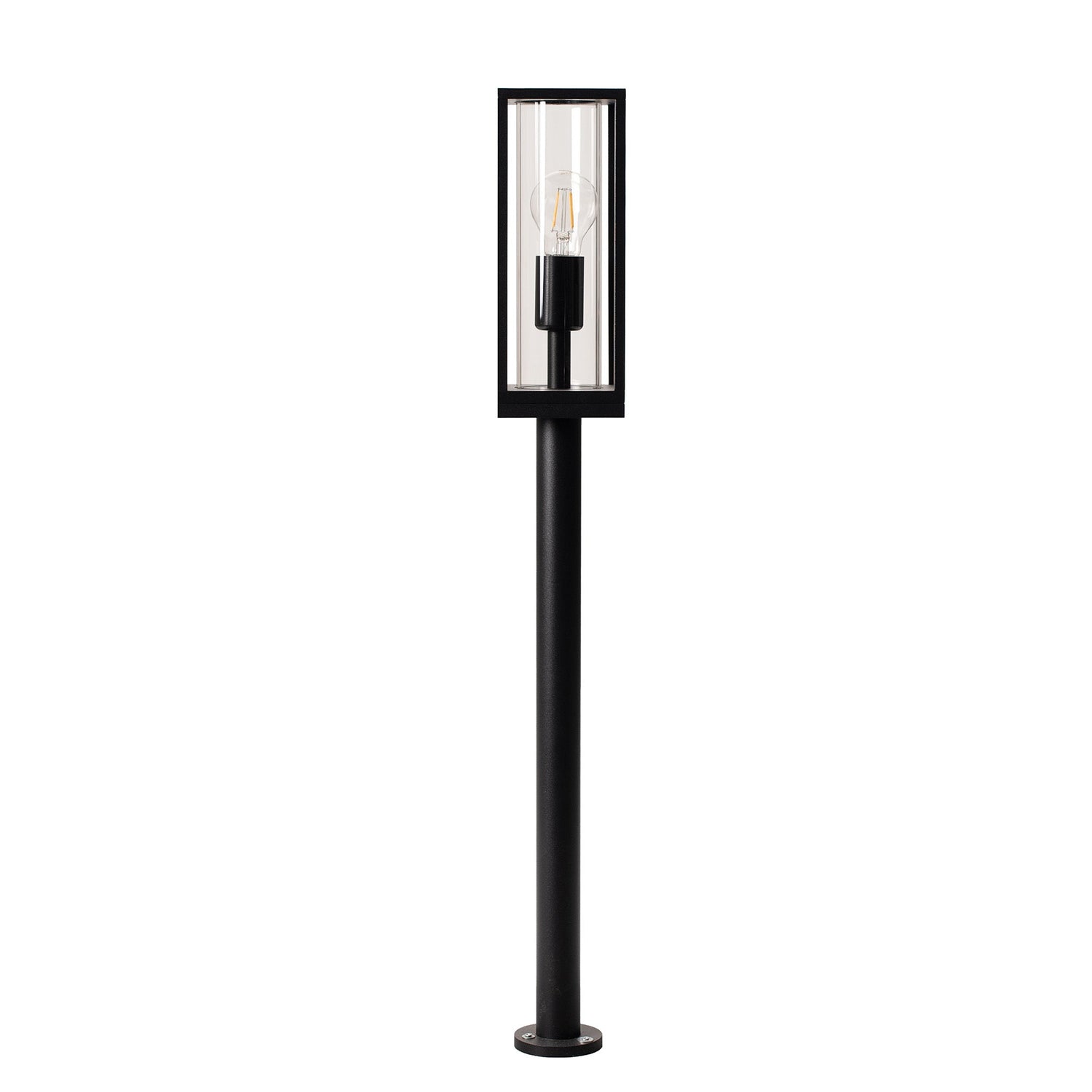 LED's Light LED Lantern Post Garden Lamp with Glass Panes - E27 Fitting - IP44 - 80 cm - Black