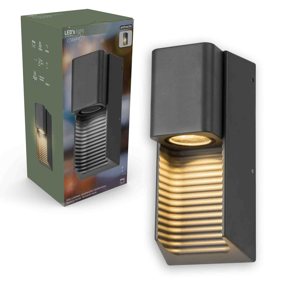 LED outdoor wall lamp with GU10 fitting - Stripes - Rimini - IP44 - Anthracite