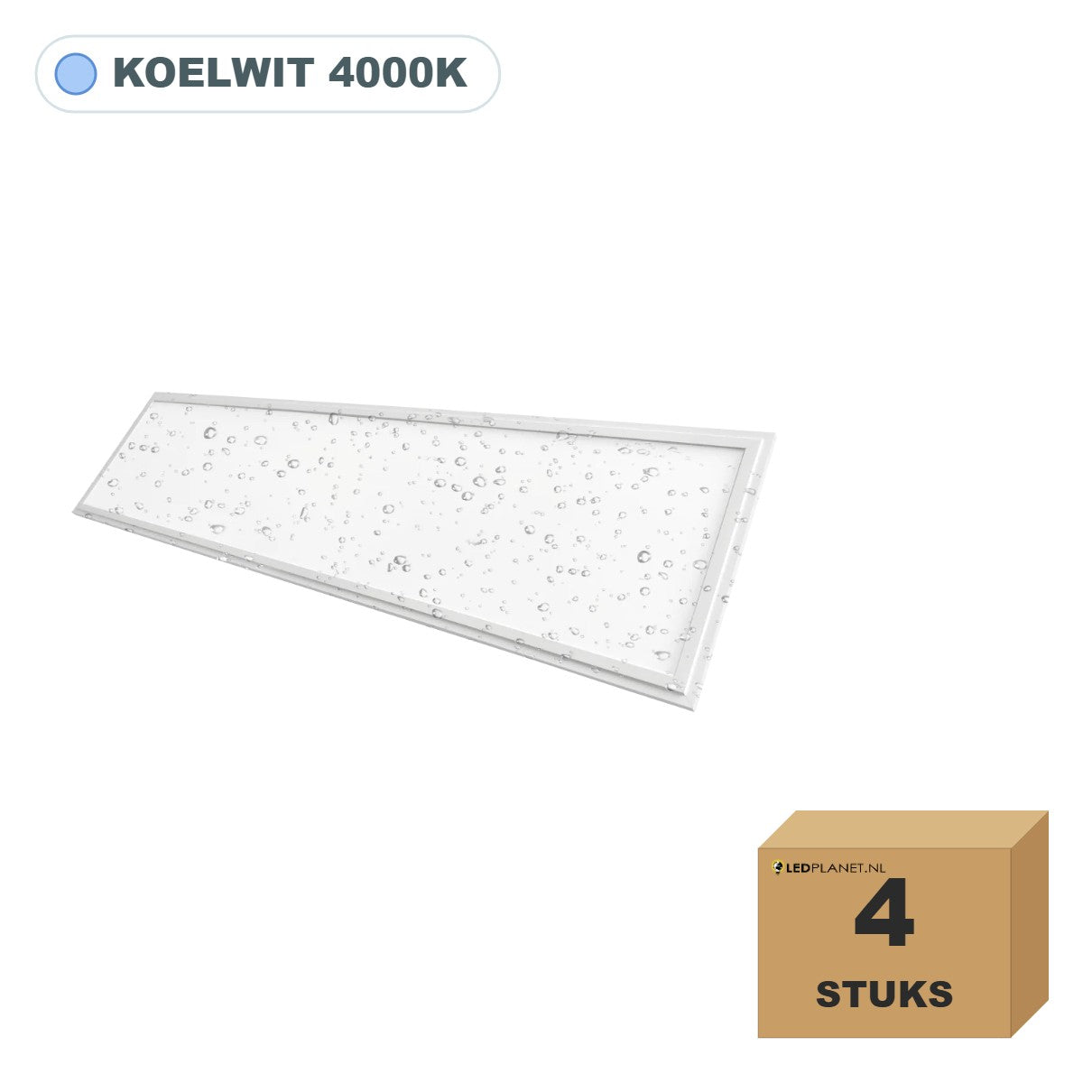 4 stuks LED paneel 30x120 IP65 waterdicht, 36W, koelwit 4000K, in doos