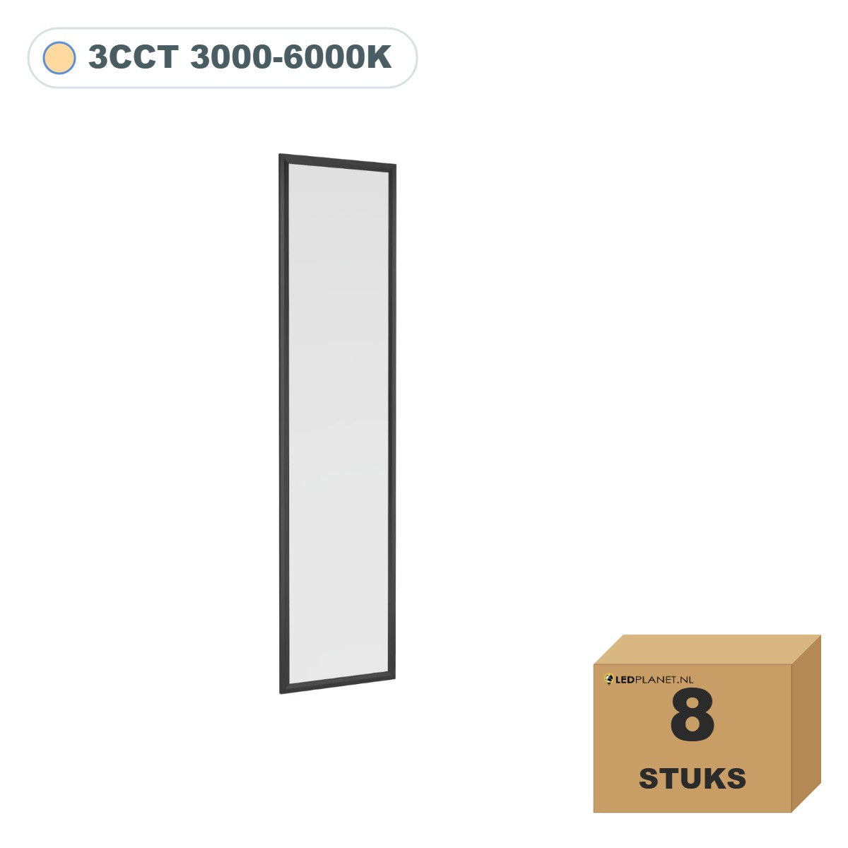 LED paneel 30x120 zwart frame 3CCT, doos van 8 stuks
