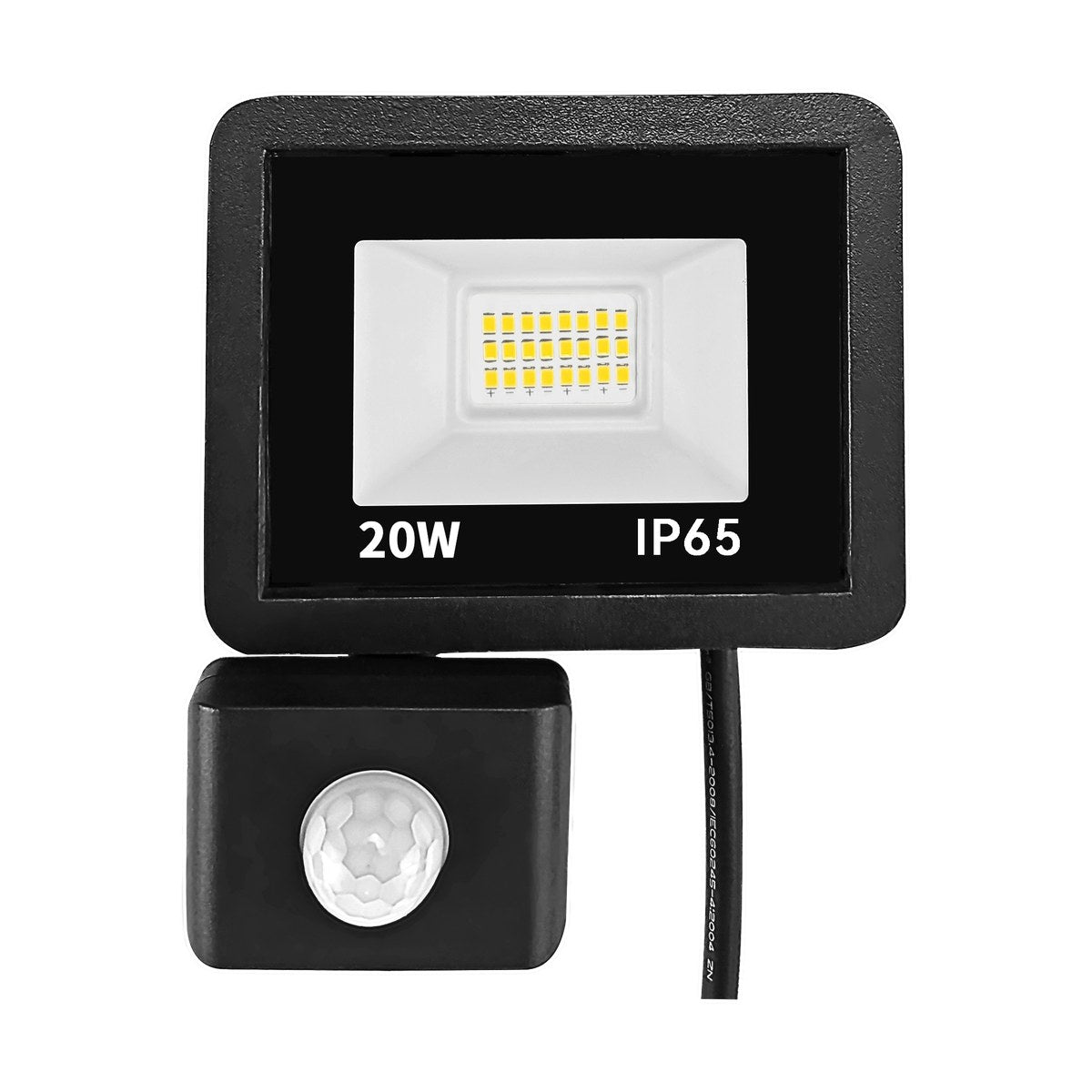 LED schijnwerper 20W met bewegingssensor koelwit 4000K – voorkant