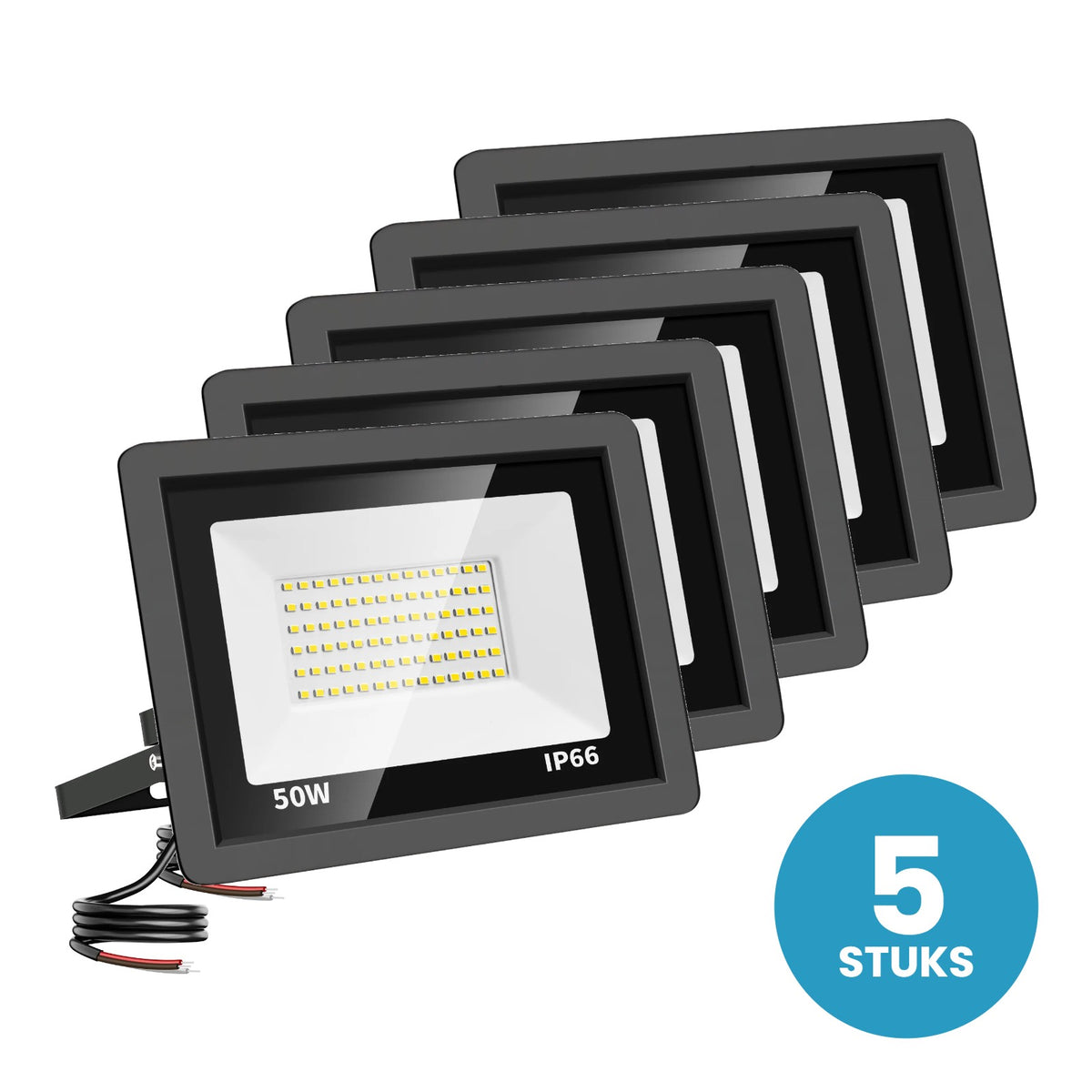 Set van 5 LED schijnwerpers 50W daglichtwit 6000K - 5 stuks