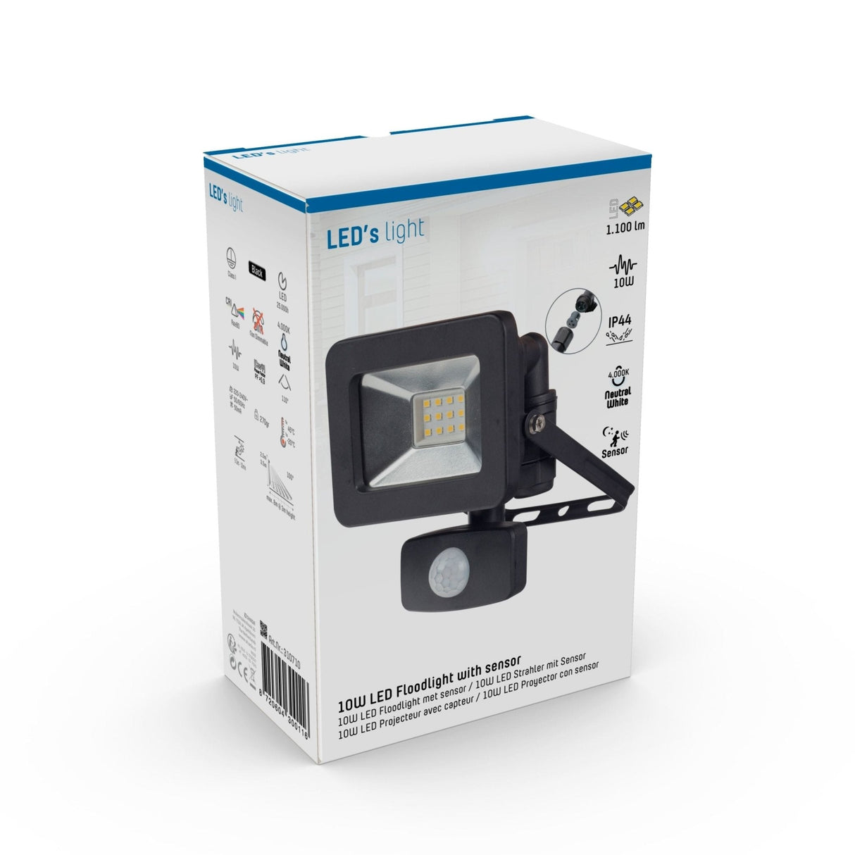 LED-Flutlicht 1100 - Mit Licht- und Bewegungssensor - Innen & Außen - 10W - Schwarz