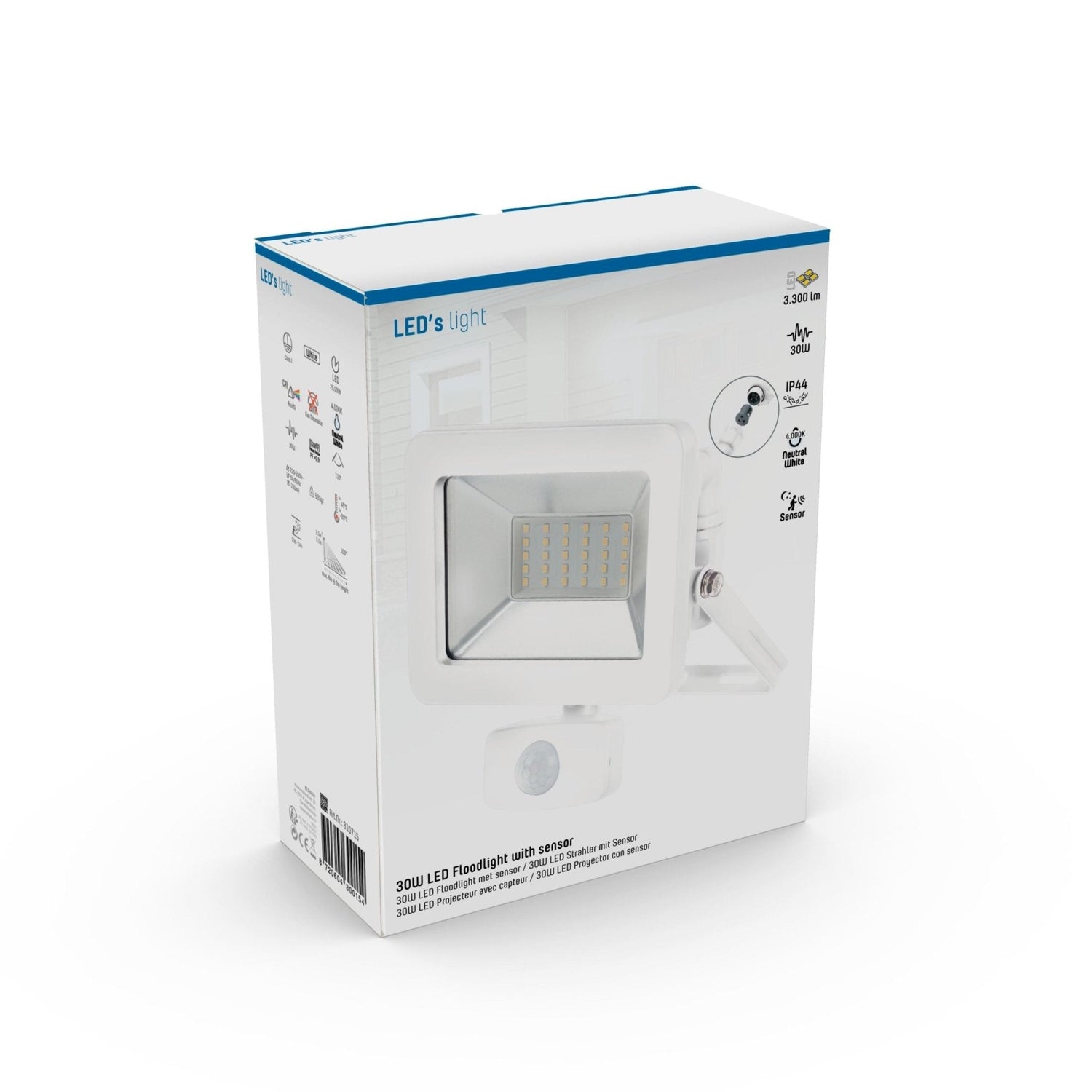 LED-Flutlicht 3300 - Mit Licht- und Bewegungssensor - Innen & Außen - 30W - Weiß