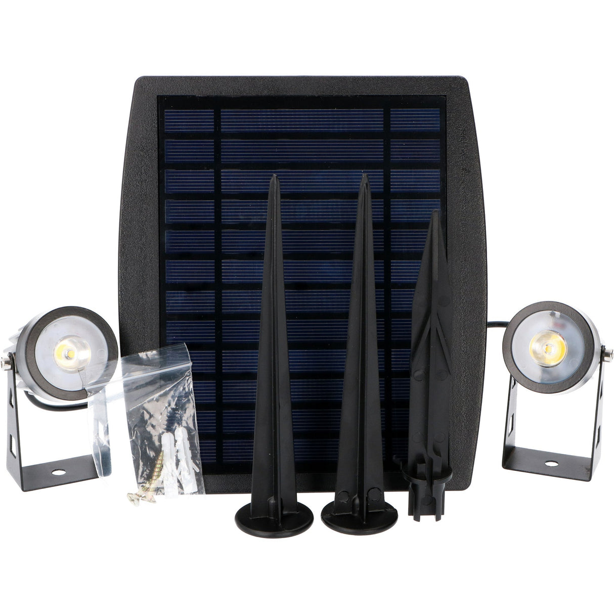 LED Solar Garden Spotlight 140 Lumen - Warm White 3000K - IP65 - Pack of 2 - Solar Panel