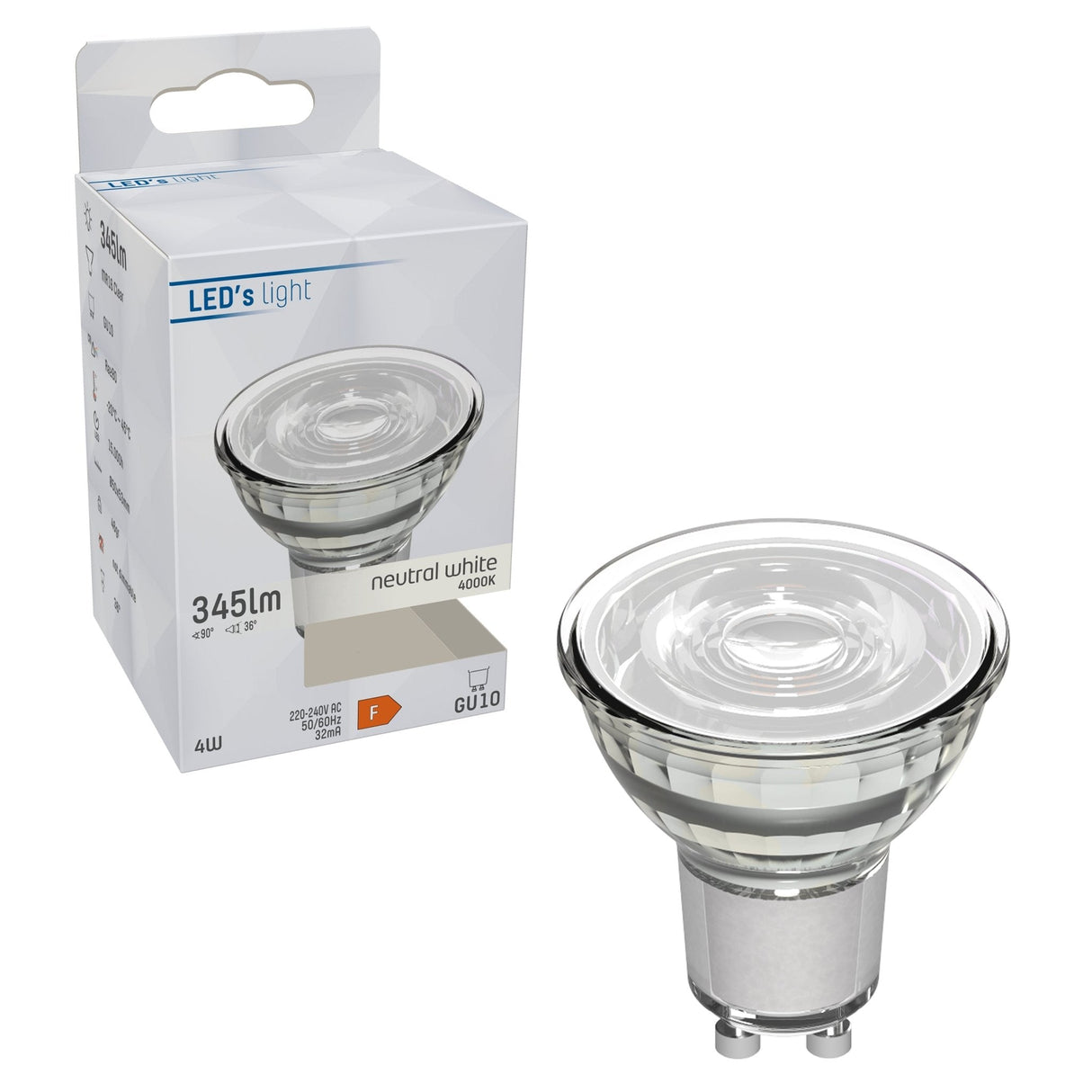 LED-Spot GU10 – 4 W (ersetzt 50 W) – 345 lm – 4000 K