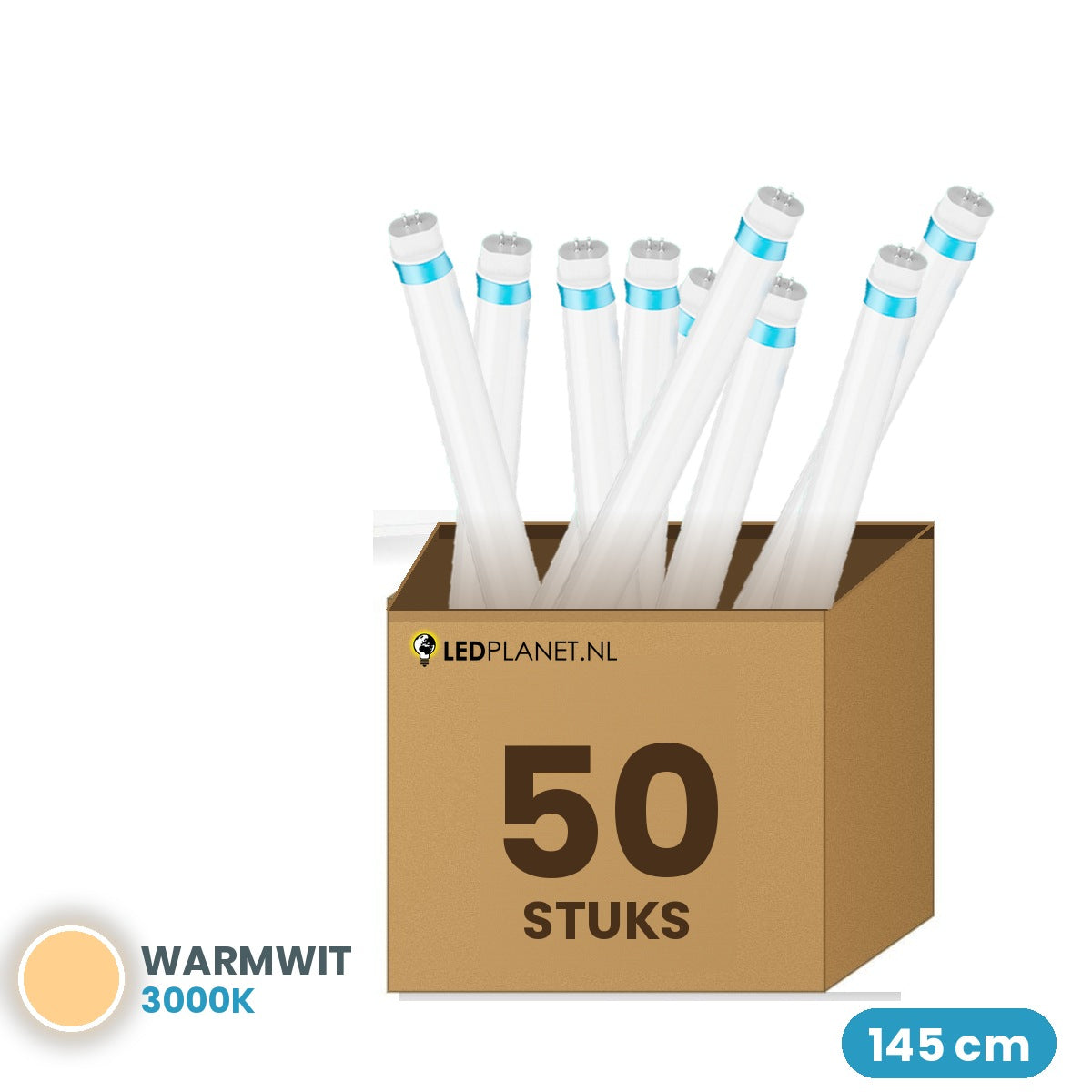 Carton de 50 tubes LED T5 145cm 25W blanc chaud 3000K