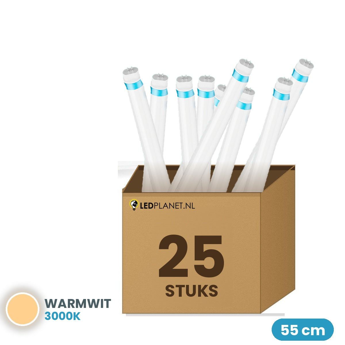 25 pièces de tube LED T5 55cm 9W 1170 lm blanc chaud 3000K