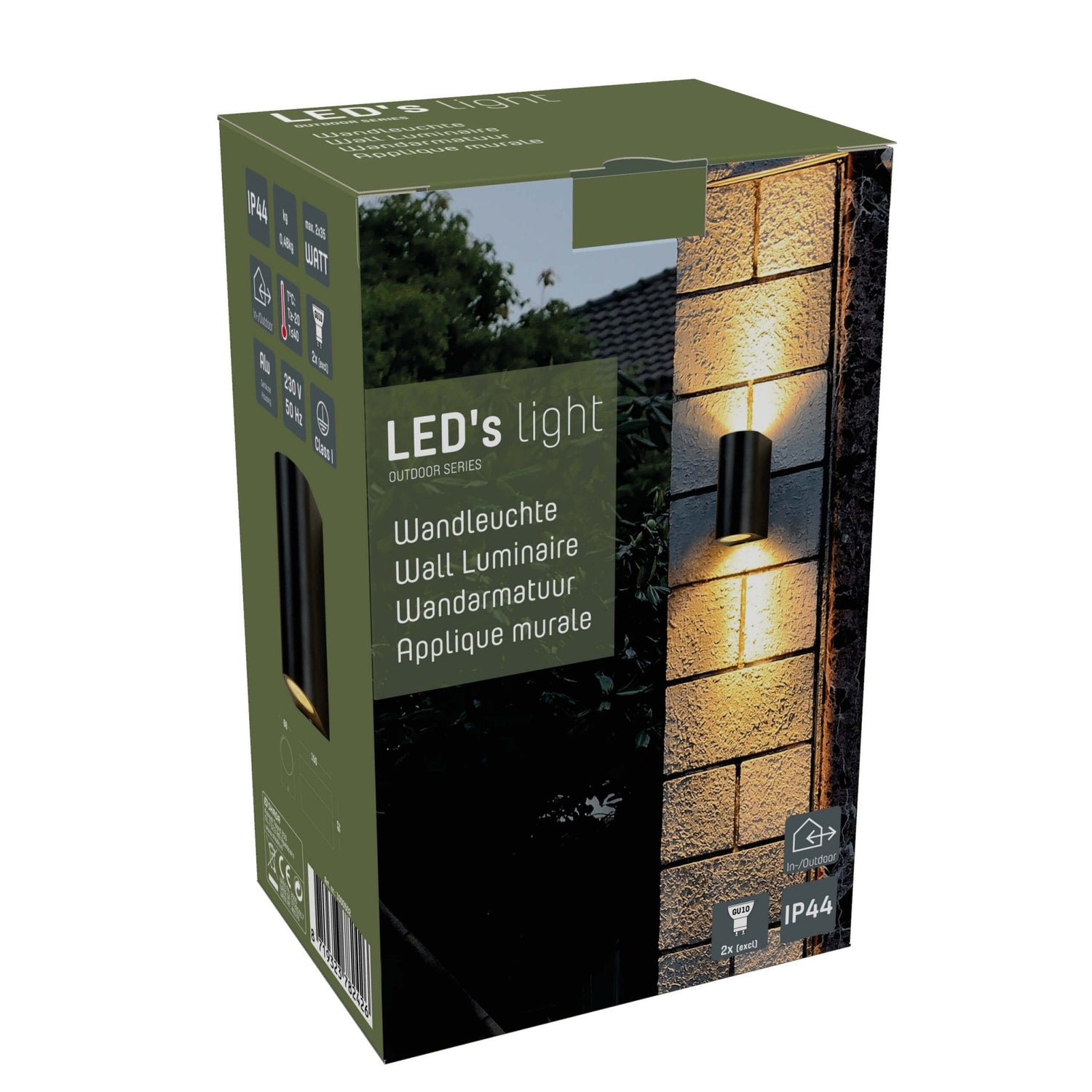 LED's Light LED Wandleuchte für den Außenbereich - Zylinder mit 2 x GU10 Fassung - Modell Sapri - IP44 - Schwarz