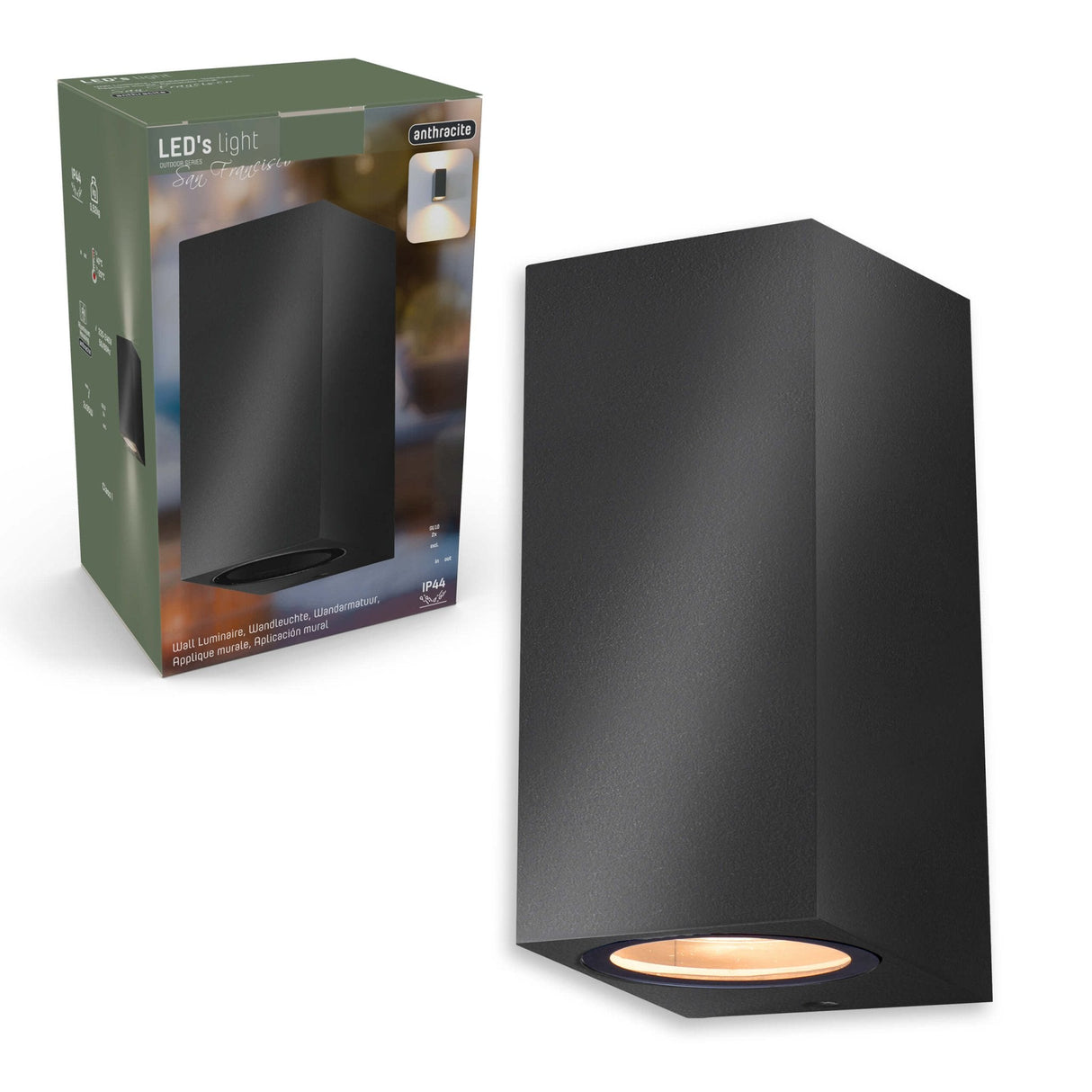 NØRD Up&Down - LED's Light LED-Außenleuchte mit GU10-Fassung - Rechteckig - IP44 - Anthrazit - Modell Mailand