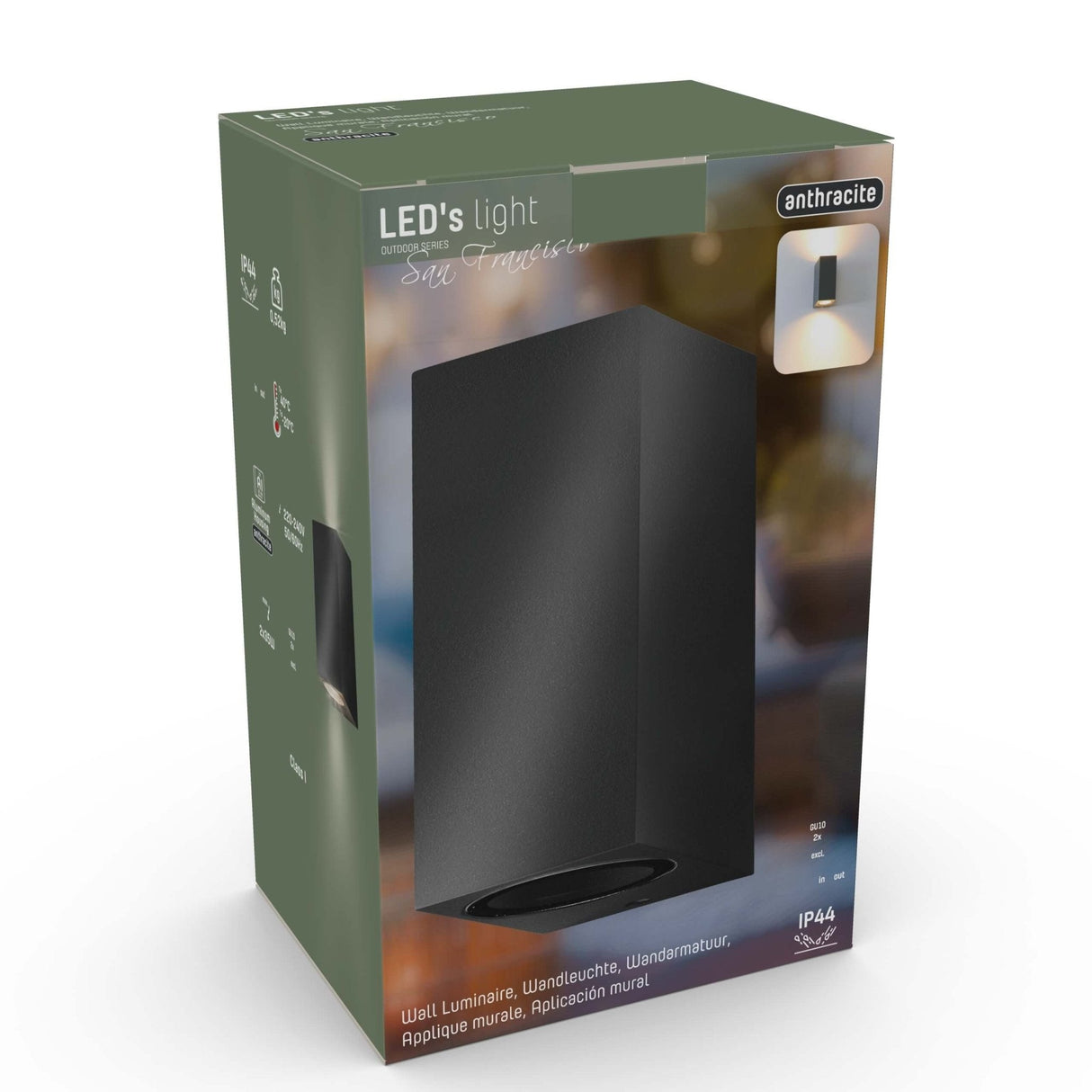 NØRD Up&Down - LED's Light LED-Außenleuchte mit GU10-Fassung - Rechteckig - IP44 - Anthrazit - Modell Mailand