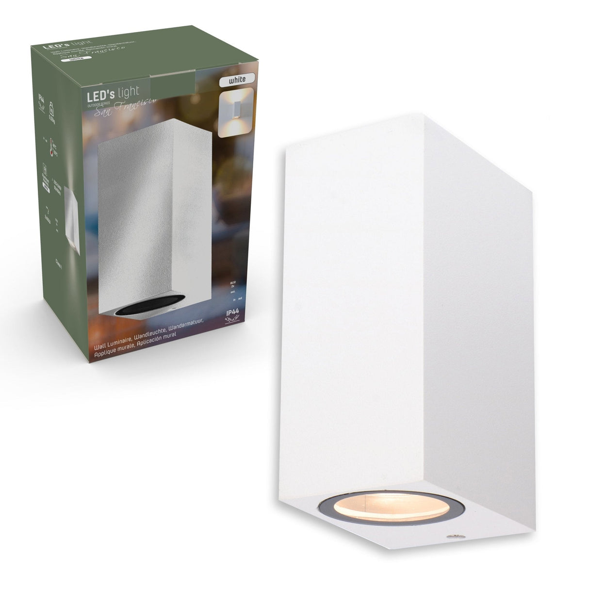 NØRD Up&Down - LED's Light LED-Außenleuchte mit GU10-Fassung - Rechteckig - IP44 - Weiß - Modell Mailand