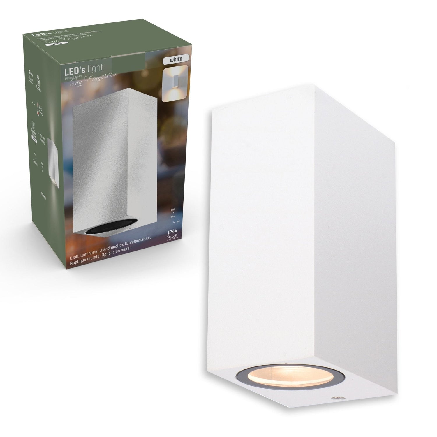 NØRD Up&Down - LED's Light LED-Außenleuchte mit GU10-Fassung - Rechteckig - IP44 - Weiß - Modell Mailand