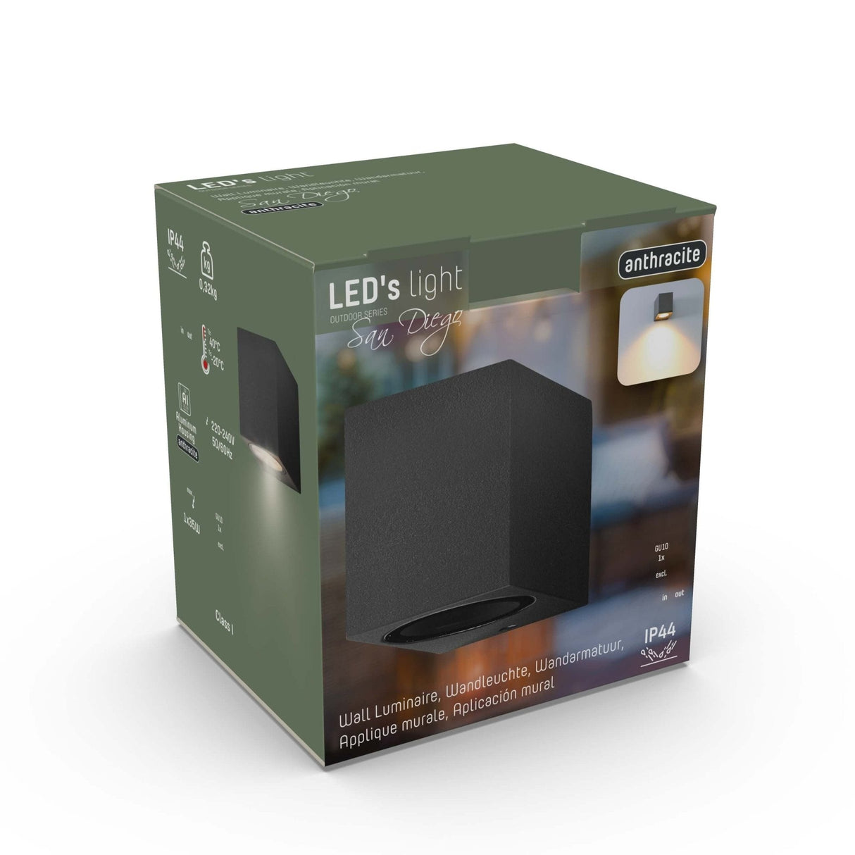 NØRD Down - LED's Light LED Wandleuchte für den Außenbereich mit GU10-Fassung - Quadratisch - IP44 - Anthrazit - Modell Rome