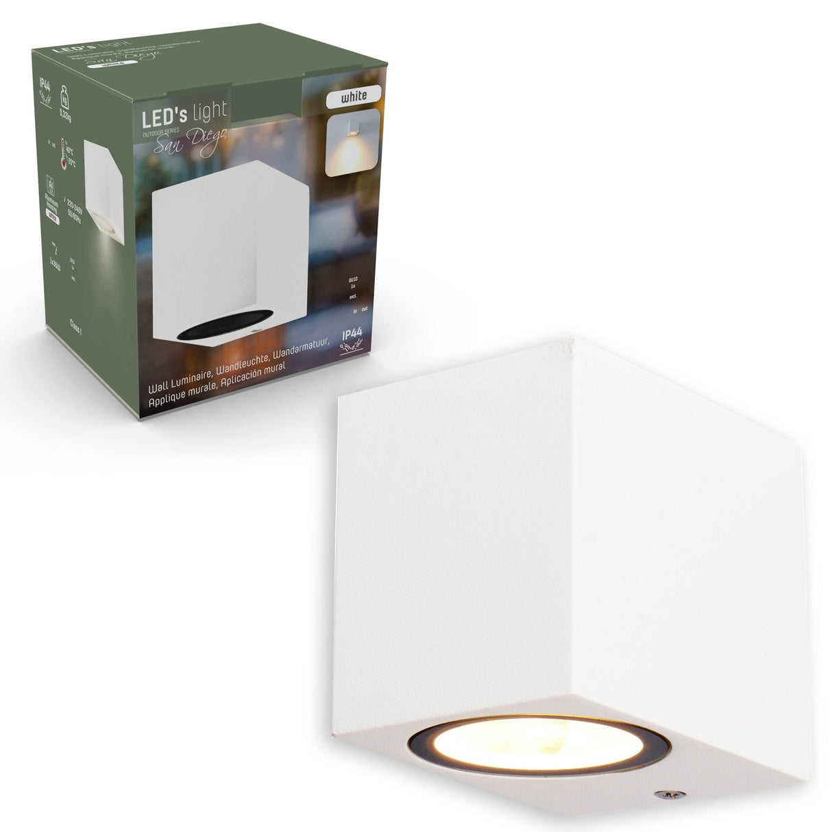 NØRD Down - LED's Light LED Wandleuchte für den Außenbereich mit GU10-Fassung - Quadratisch - IP44 - Weiß - Modell Rome